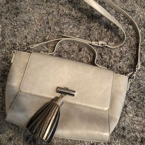 Gray with glitter tassel purse